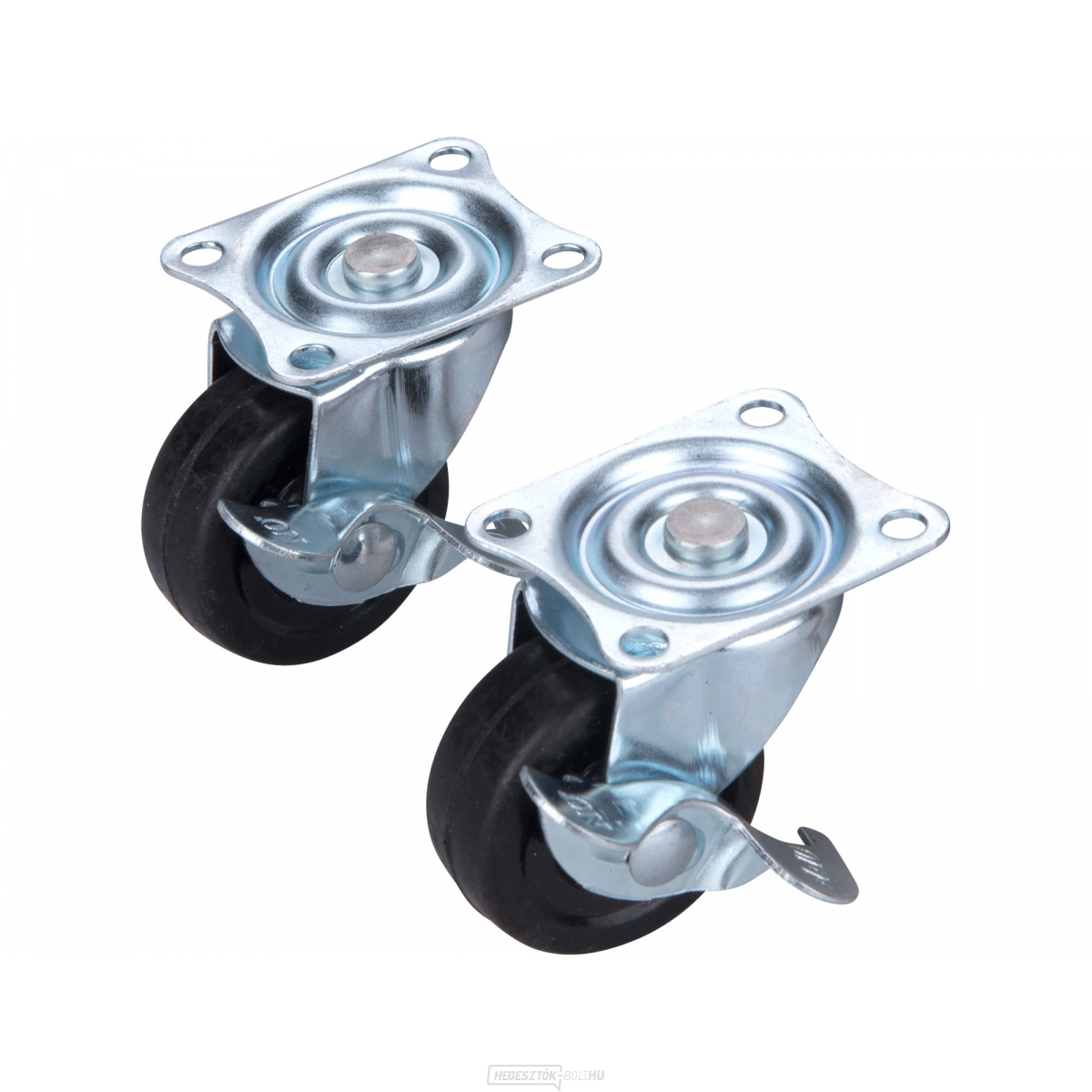 Keménygumi forgó görgők fékkel, 2 darabos készlet, átmérő 40mm
