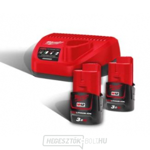 Milwaukee M12 NRG-302 akkumulátor és töltő készlet gallery main image