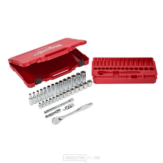 Milwaukee 3/8"-os racsnis és metrikus dugókulcskészlet - 32db