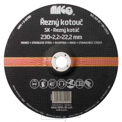 Vágókorong rozsdamentes acélhoz 230x2,2x22,2mm