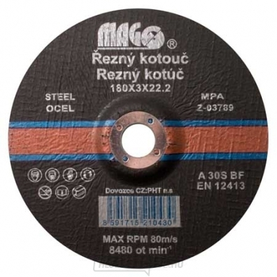 Vágókorong fémhez 180x3,0x22,2mm