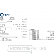 Dugókulcsok és dugókulcskulcsok, készlet 45db, 1/4