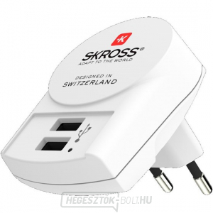 SKROSS Euro USB töltő adapter, 2400mA, 2x USB kimenet gallery main image