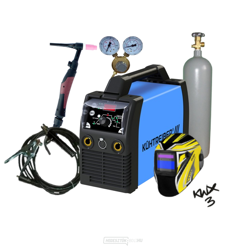 Kürtőgép KITin 190 TIG LA RS + kábelek 25/5m + sisak + TIG pisztoly + szelep + teli ARGON palack