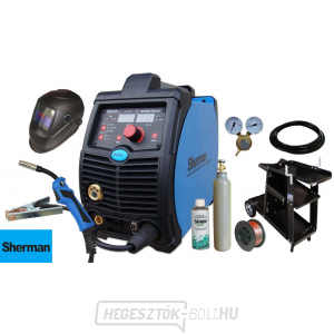 Sherman DIGIMIG 200 GD Synergy + Pisztoly + Földelőkábel + Nyomáscsökkentő szelep + Automatikusan sötétedő bura + Kábel + Kocsi + Teljes henger gallery main image