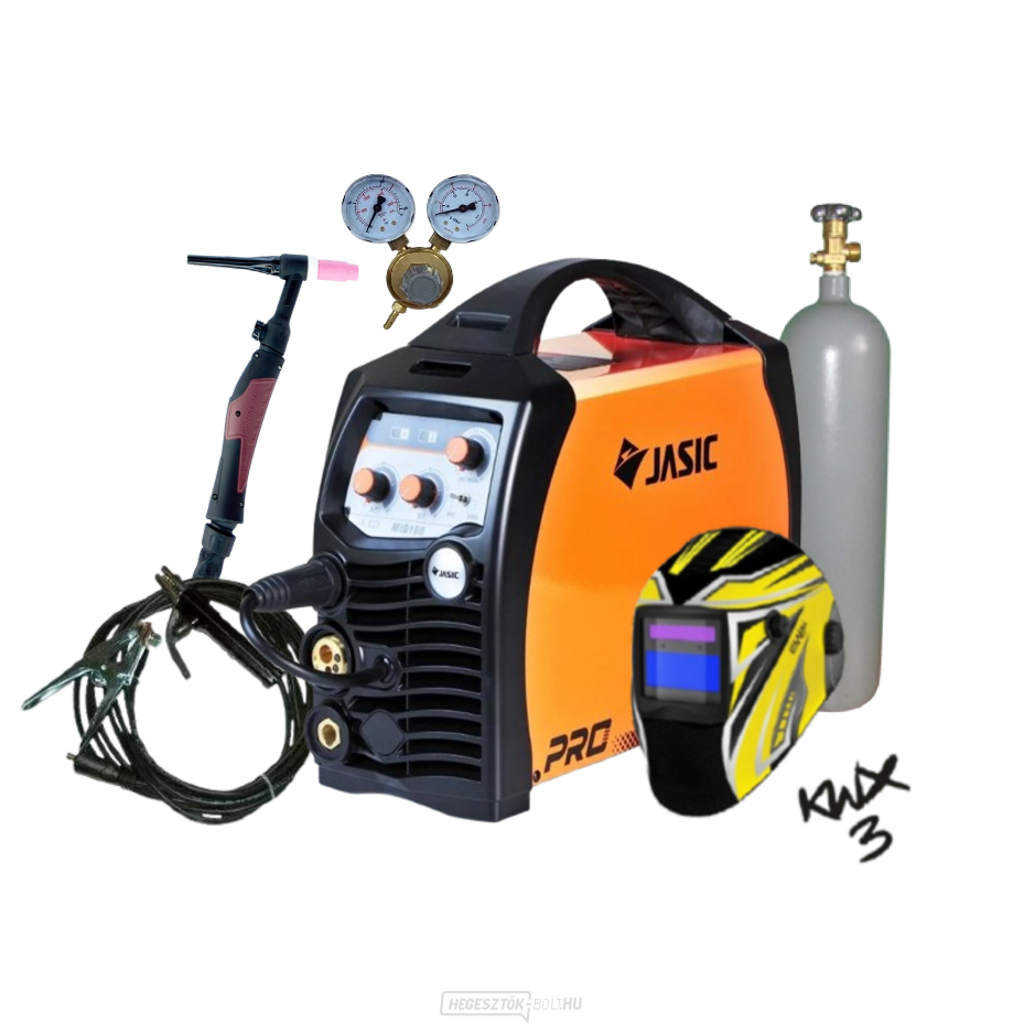 Jasic MIG 160 N227 + Hegesztőpisztoly + Földelőkábel + Automatikusan sötétedő sisak + CO2 csökkentő szelep + Tele CO2 nyomáspalack