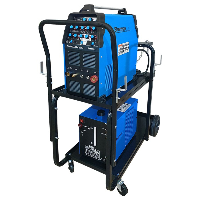 Sherman TIG 320 AC/DC impulzus hegesztő inverter + T-18/5m TIG pisztoly + WRC 300B HŰTŐ + Kocsi + Szelep + teli argonpalack