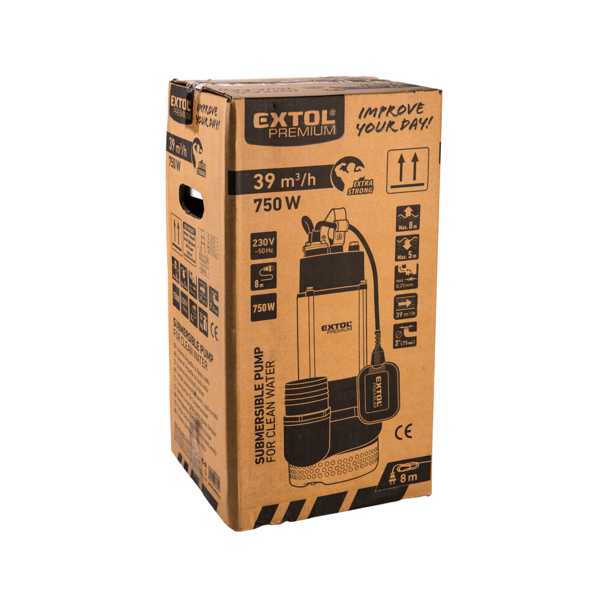 MERÜLŐ VÍZSZIVATTYÚ EXTOL PREMIUM 750W Előnézet 