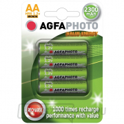 AgfaPhoto újratölthető NiMH akkumulátorok AA, 2300mAh, buborékcsomagolás 4db gallery main image