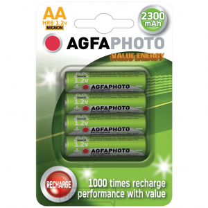 AgfaPhoto újratölthető NiMH akkumulátorok AA, 2300mAh, buborékcsomagolás 4db gallery main image