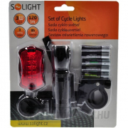 Solight kerékpárvilágítás szett, elöl 3W LED hátul 5x LED, 2x tartó, 5x AAA elem, 2x tartó, 5x AAA elem Előnézet 