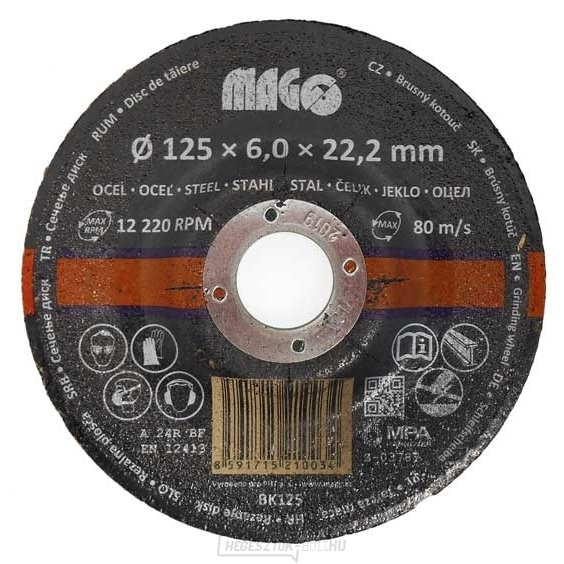Csiszolókorong fémhez 125x6x22,2mm