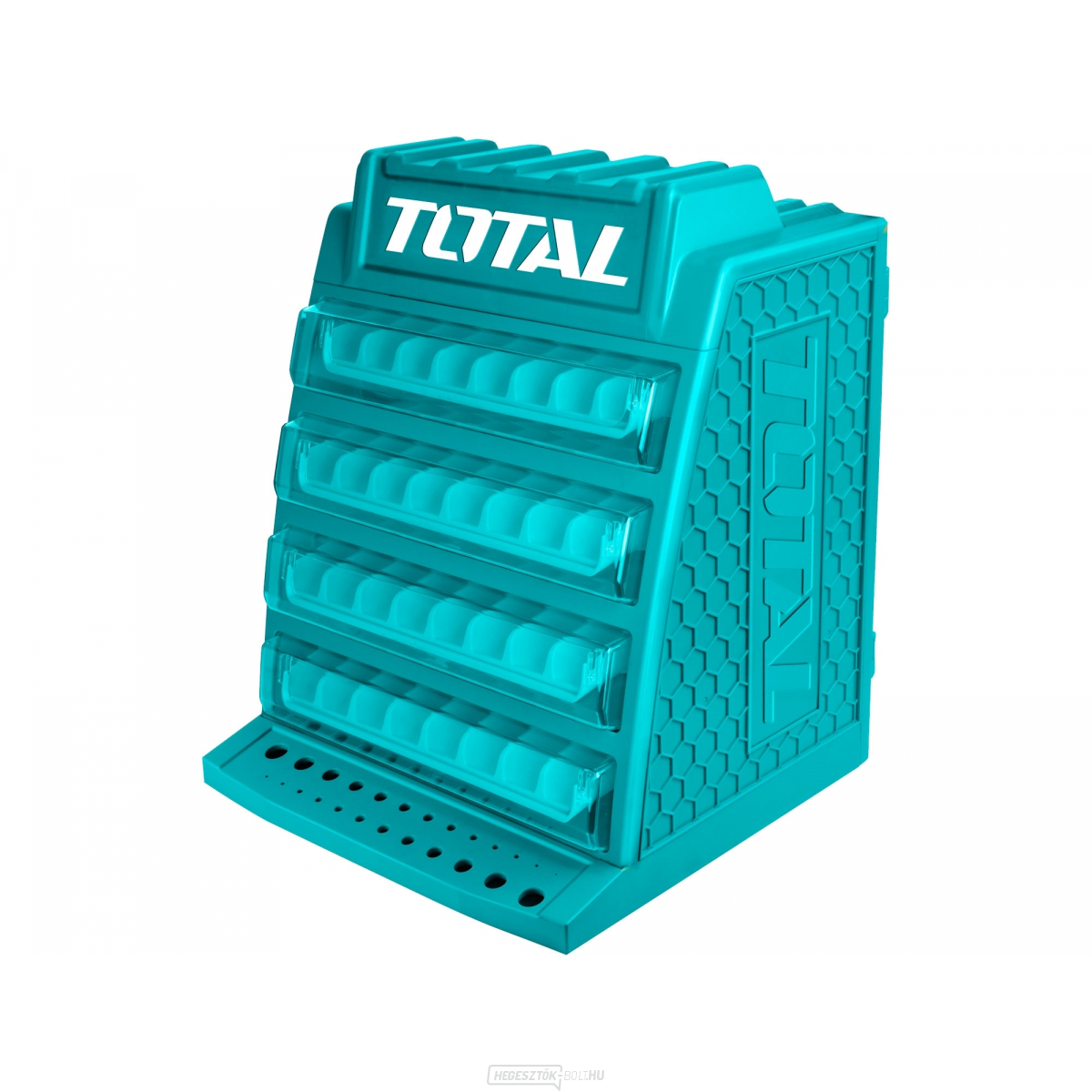 Fúrószekrény, méretek 340x320x430mm, 4 szint, 8 rekesz minden szinten