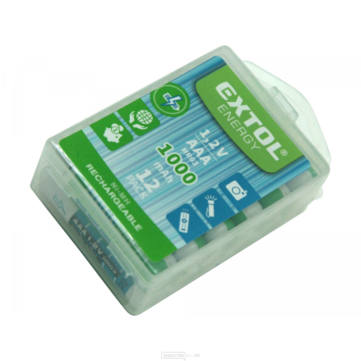 Újratölthető elemek, 12db, AAA (HR03), 1,2V, 1000mAh, NiMh