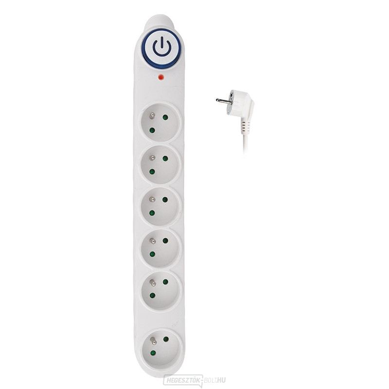 Solight túlfeszültségvédő, 150J, 6 aljzat, 1,5m, fehér