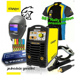 KOWAX® GeniArc®140 MMA/TIG hegesztő inverter RALLY EDITION SET III - 3m kábelek Kukla Elektródák 2.5mm/2.5kg póló