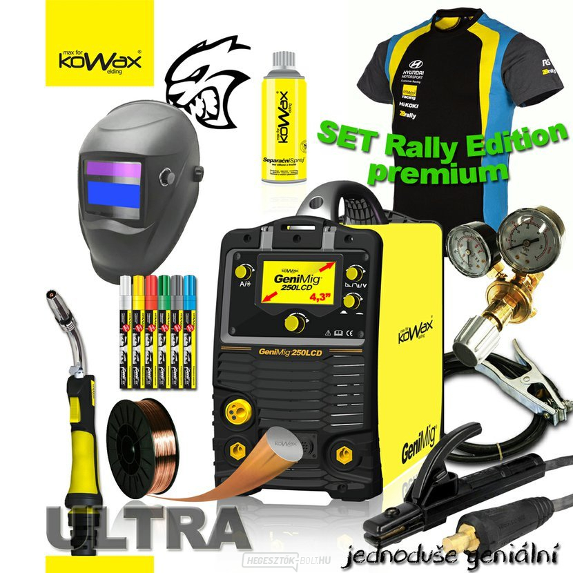 KOWAX GENIMIG 250LCD 4.3 HEGESZTŐ INVERTERES MIG/MAG/MMA/TIG + KÁBELEK + PISZTOLY + SZELEP + HEADSHELL + LEVÁLASZTÓ SPRAY+HEGESTÉS. DRÓT+PÓLÓ