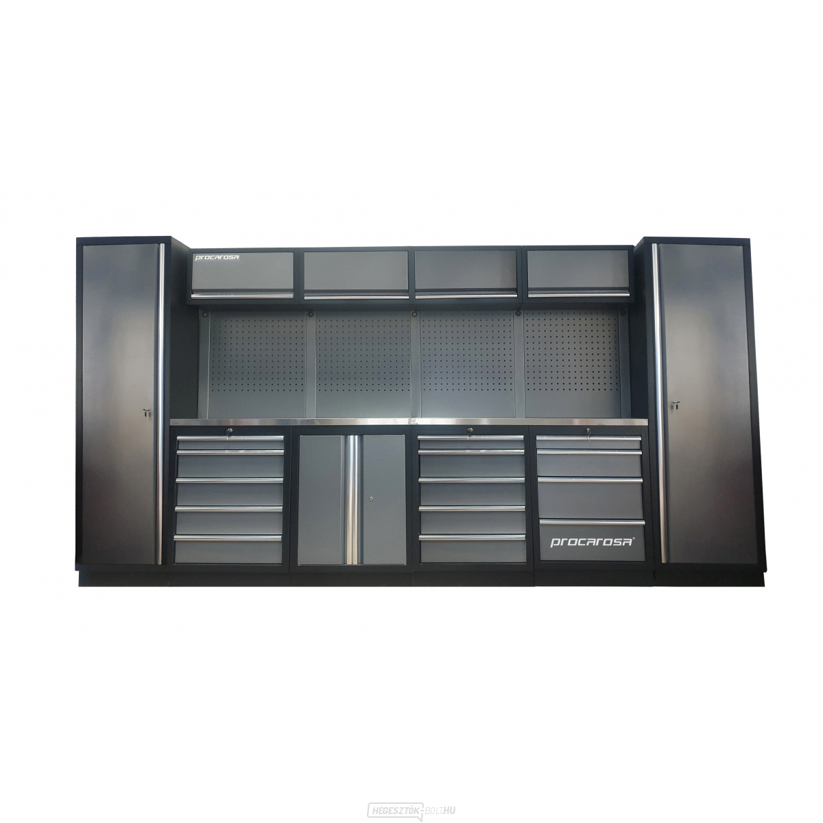 Procarosa PROFESSIONAL L-6 Műhelybútor szett Munkalap: rozsdamentes acél, Súly: 395,2 kg