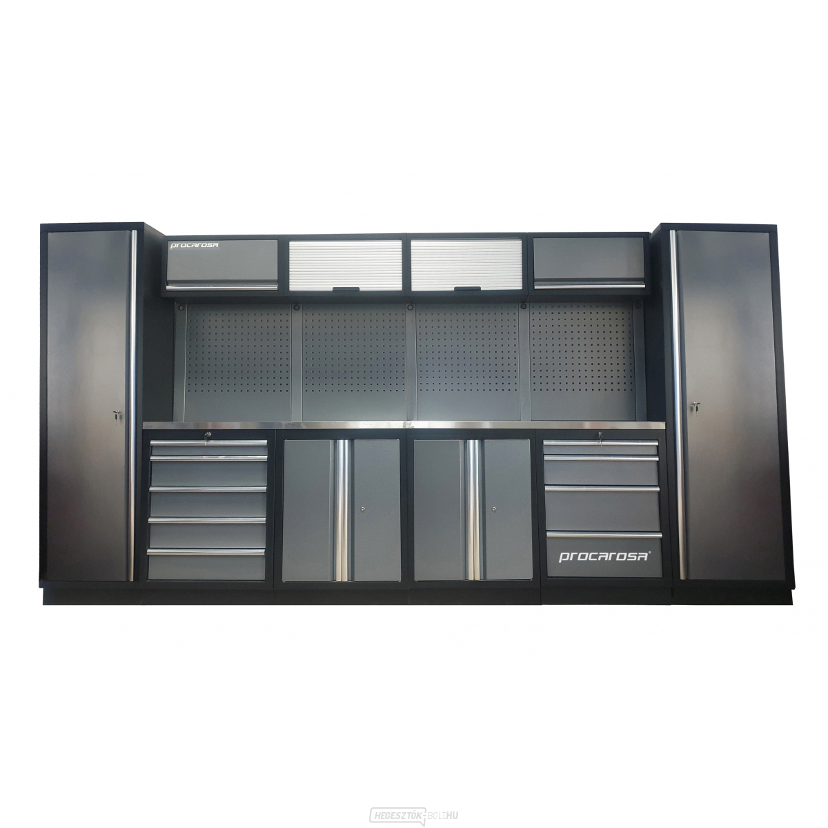 Procarosa PROFESSIONAL L-2 Műhelybútor szett Munkalap: rozsdamentes acél, Súly: 372,1 kg