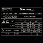 Sherman DIGITIG 315GD AC/DC impulzus hegesztő inverter + pisztoly + kábelek + sisak + nyomáscsökkentő szelep + teljes ARGON palack Előnézet 