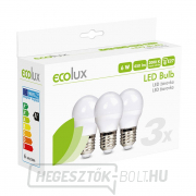 ECOLUX LED izzó 3db, miniglobe, 6W, E27, 3000K, 450lm, 3db, 3db Előnézet 