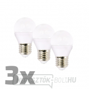 ECOLUX LED izzó 3db, miniglobe, 6W, E27, 3000K, 450lm, 3db, 3db gallery main image