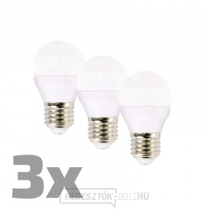 ECOLUX LED izzó 3db, miniglobe, 6W, E27, 3000K, 450lm, 3db, 3db