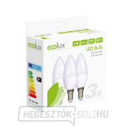 ECOLUX LED izzó 3db, gyertya, 6W, E14, 3000K, 450lm, 3db, 3db Előnézet 