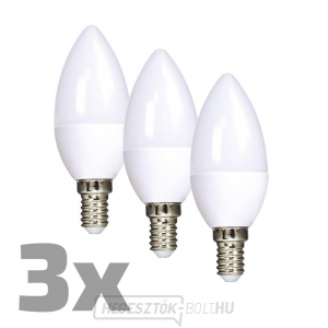 ECOLUX LED izzó 3db, gyertya, 6W, E14, 3000K, 450lm, 3db, 3db gallery main image