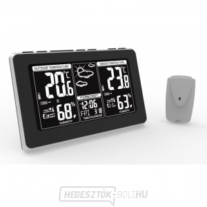 Solight meteorológiai állomás, extra nagy LCD kijelző, hőmérséklet, páratartalom, RCC, fekete, ezüst, hőmérséklet riasztás