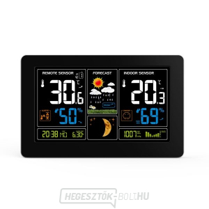 Solight meteorológiai állomás, extra nagy színes LCD kijelző, hőmérséklet, páratartalom, nyomás, RCC, USb töltés, fekete színű gallery main image