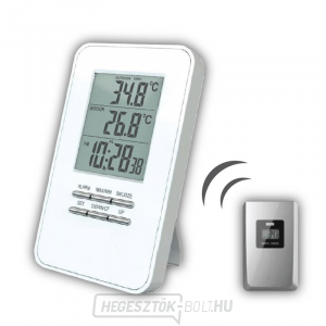 Solight vezeték nélküli hőmérő, hőmérséklet, idő, riasztás, fehér színű