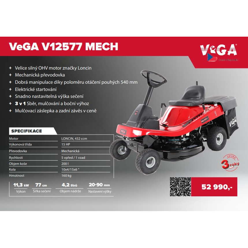 Kerti traktor VeGA V12577 3in1 MECH Előnézet 