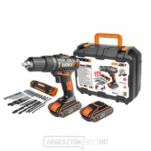 Akkus fúrókalapács 20V Worx orange WX371.10, 2x 2.0Ah + tok - PowerShare