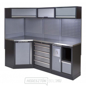 Műhelybútor sarokgarnitúra Procarosa PROFI XS-VIII Munkalap: rozsdamentes acél, Súly: 240 kg Műhelybútor sarokgarnitúra Procarosa PROFI XS-VIII Munkalap: rozsdamentes acél, Súly: 240 kg gallery main image