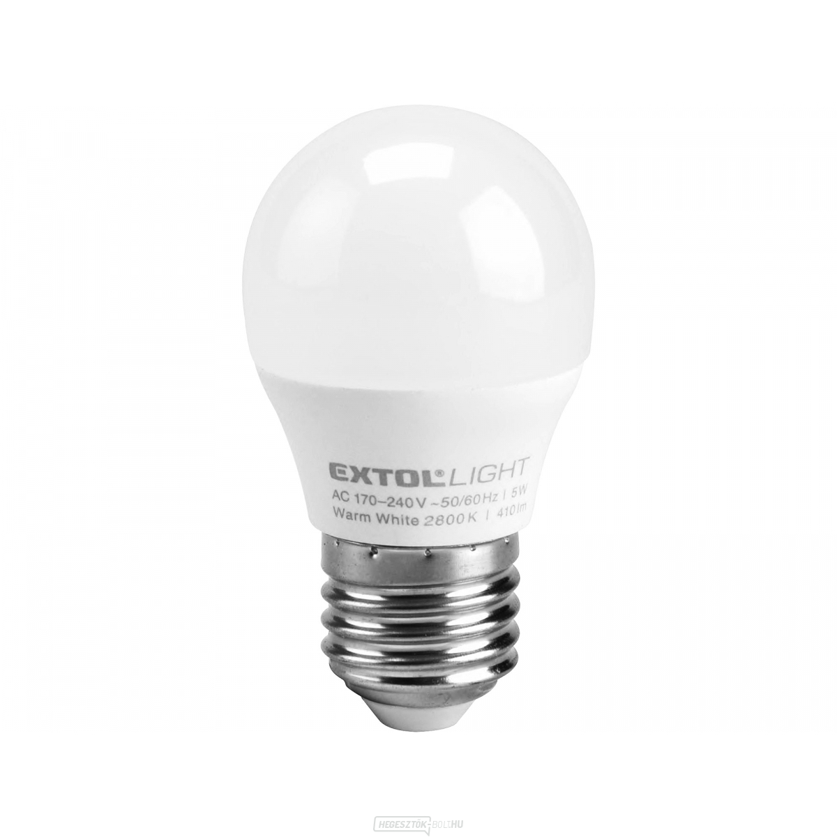 LED mini izzó, 5W, 410lm, E27, meleg fehér