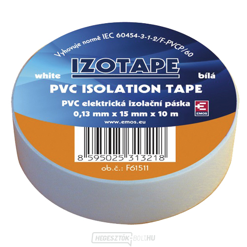 PVC szigetelőszalag 15/10m fehér EMOS PVC szigetelőszalag 15/10m fehér EMOS gallery main image