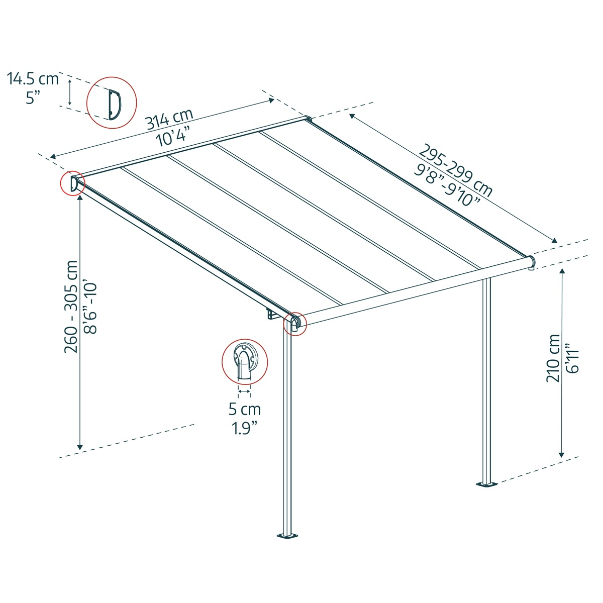 Palram Capri 3000 antracit 3 x 3 alumínium (előregyártott) pergola (antracit) Előnézet 