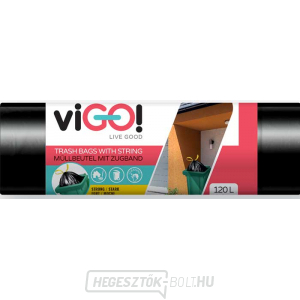 ViGO! Szemetes zsákok LDPE visszahúzható 120l/10 db 70x110cm - fekete