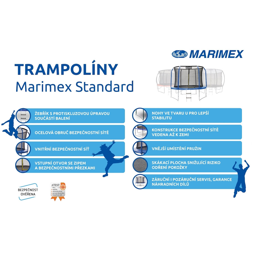 Trambulin Marimex 305 cm + beltéri védőháló + INGYENES lépcsőfokok Előnézet 