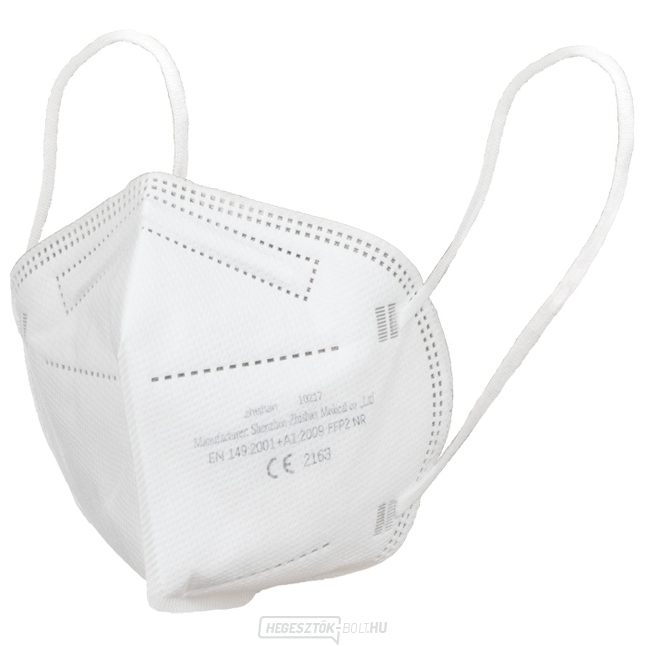 FFP2 légzőkészülék összehajtva, kilégzőszelep nélkül