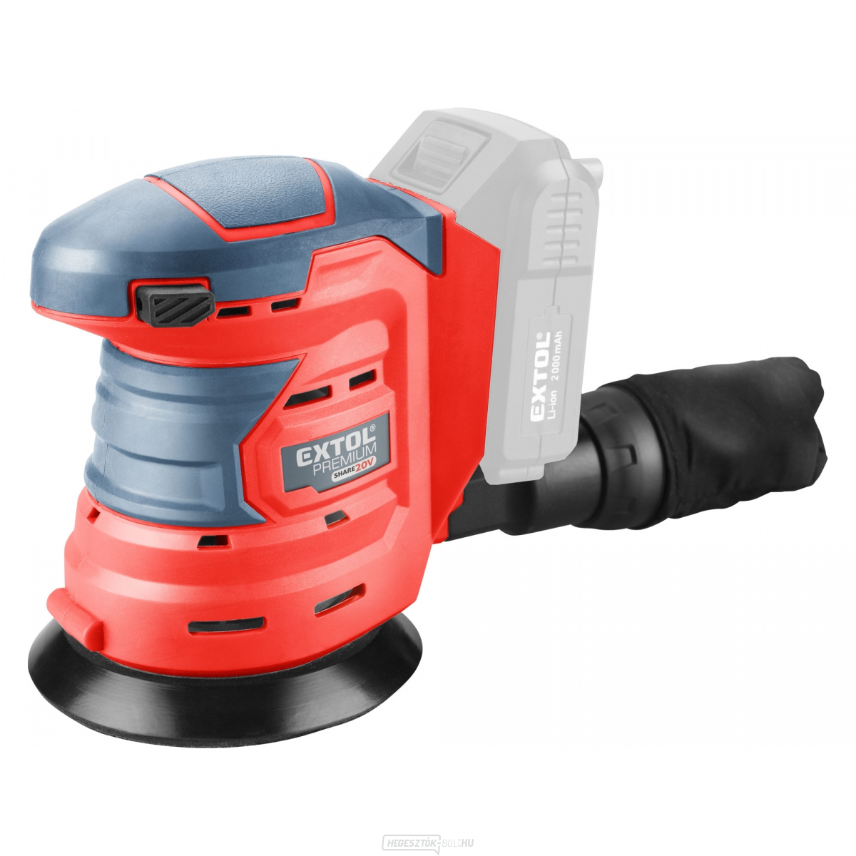 Akkus excenter csiszoló Extol Premium SHARE20V, 20V Li-ion, akkumulátor és töltő nélkül, 125mm