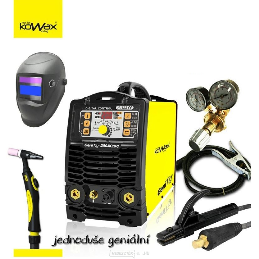 GeniTig 200AC/DC HF SET 02 égő HKT09A4 végdarabokkal, Panter motorháztetővel, KOWAX nyomáscsökkentő szeleppel