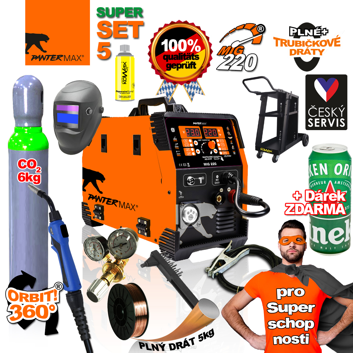 PanterMax inverteres hegesztőgép MIG220 - MIG/TIG/MMA - SET5