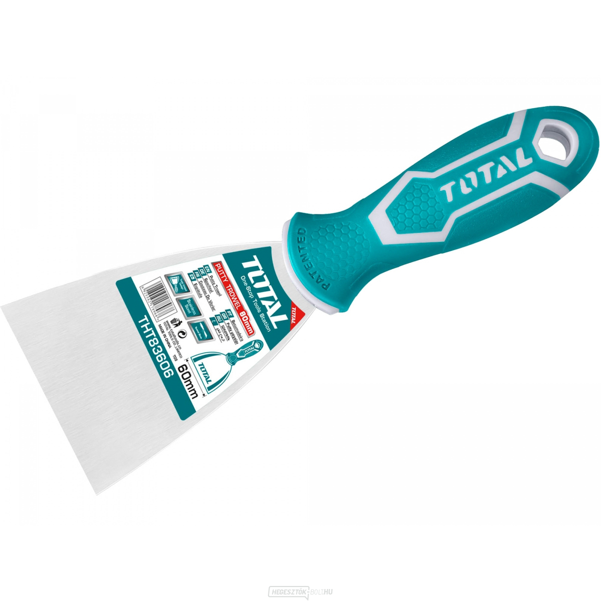 Spatula, 60mm, ipari, rozsdamentes acél, hőkezelt és polírozott