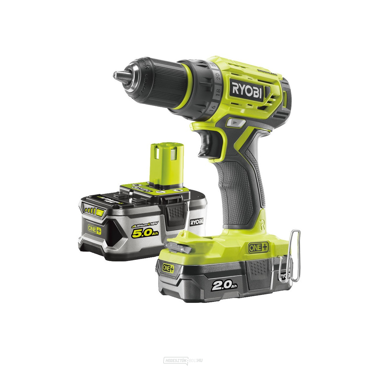 Ryobi R18DD7-252S akkumulátoros 18 V-os csavarozó/fúró 1x 2Ah 1x 5Ah akkumulátor töltő EGY