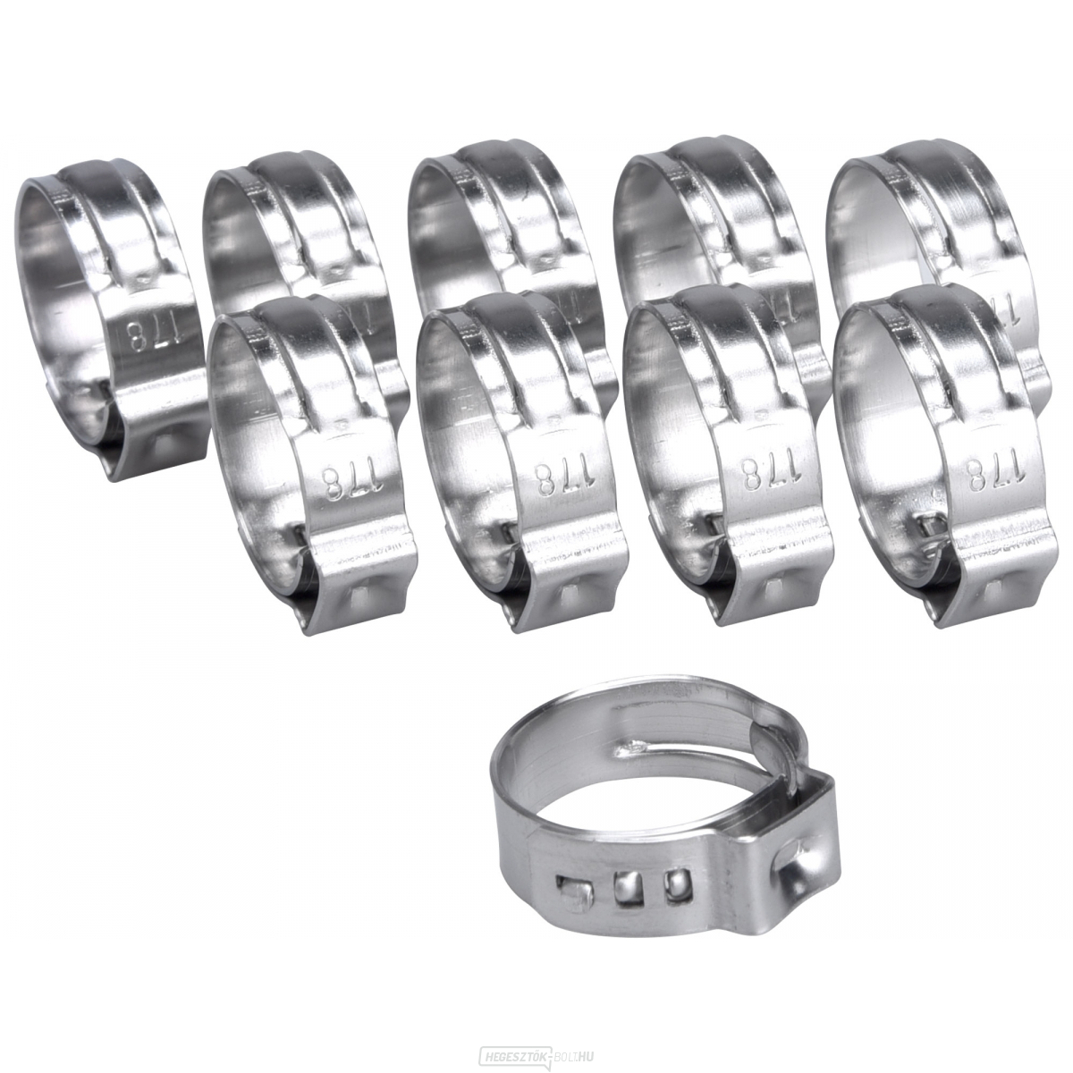 Tömlőbilincs, 10db, O17,8mm, INOX
