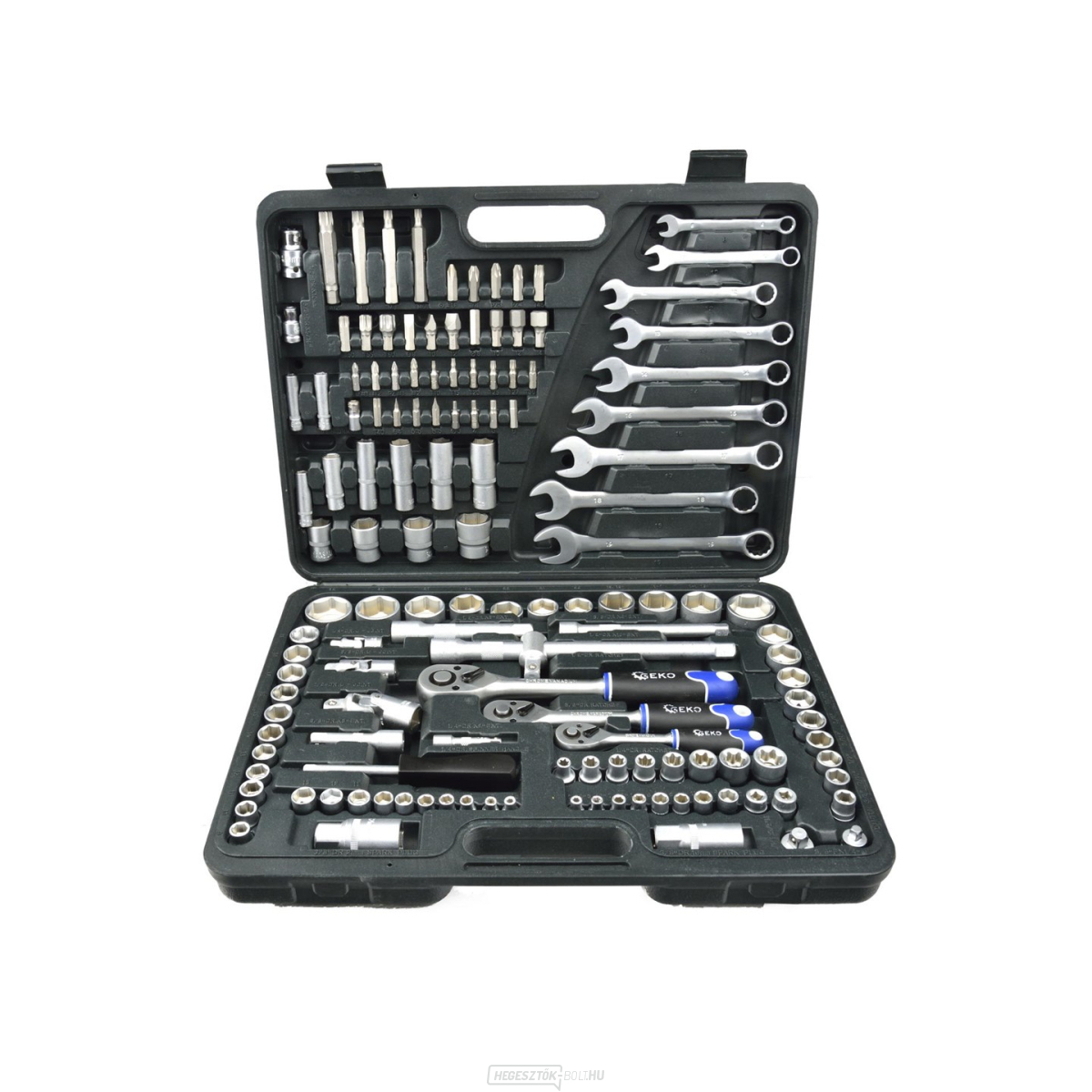 Gola készlet GEKO 1/4", 3/8" és 1/2", dugókulccsal - 138 db