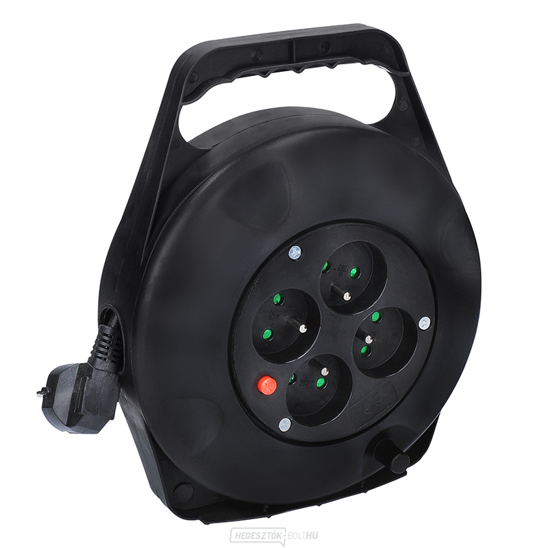 Solight dobhosszabbító kábel, 4 aljzat, 10m, fekete kábel, 3x 1,0mm2