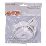 Solight hosszabbító kocka, 4 aljzat 230V 2x USB max. 2400mA, kábel 2m náhled